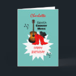 Country muziek gepersonaliseerde Happy Birthday Kaart<br><div class="desc">Gewoon het ding voor iedereen in de country muziek met akoestische gitaren,  muzieknoten,  Stetson pet en cowboy boots graphic en gemakkelijk aan te passen met een persoonlijke namen en berichten voor die extra speciale touch zonder extra kosten.</div>
