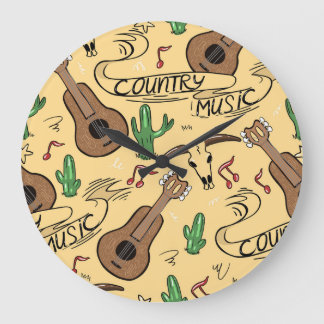 country muziek gitaar cactus patroon grote klok