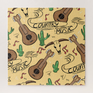 country muziek gitaar cactus patroon legpuzzel