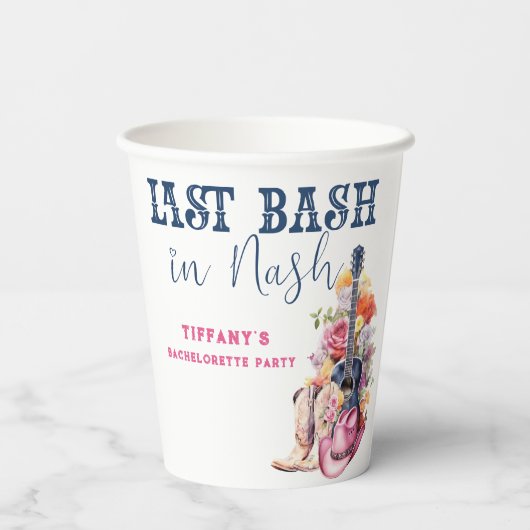 Country Muziek Laatste Bash in Nash Bachelorette Papieren Bekers (Achterkant)