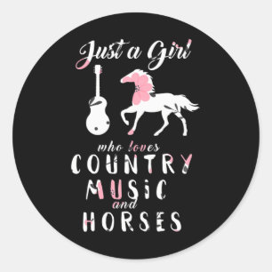 Country Muziek Paard Cowgirl Paarden Boerderij Ronde Sticker