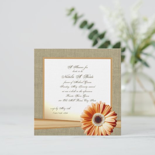 Country Oranje Daisy Vrijgezellenfeest Kaart (Staand voorkant)