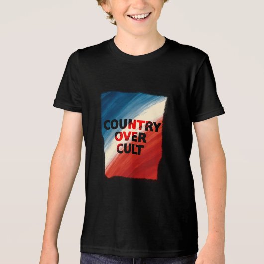 Country Over Cult – Patriotic Paint Streaks Tri-Blend Shirt (Voorkant)