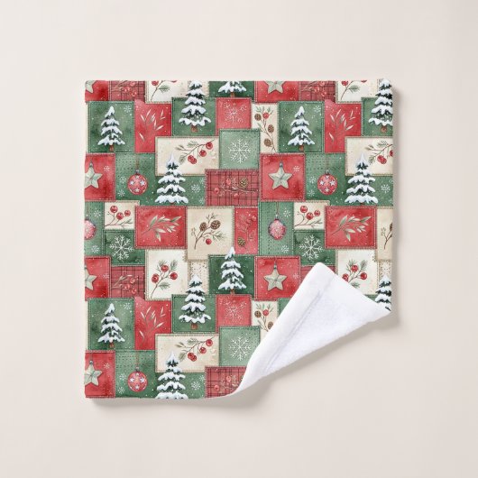 Country patchwork christmas pattern bad handdoek (Wasdoekje)