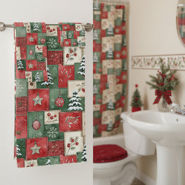 Country patchwork christmas pattern bad handdoek