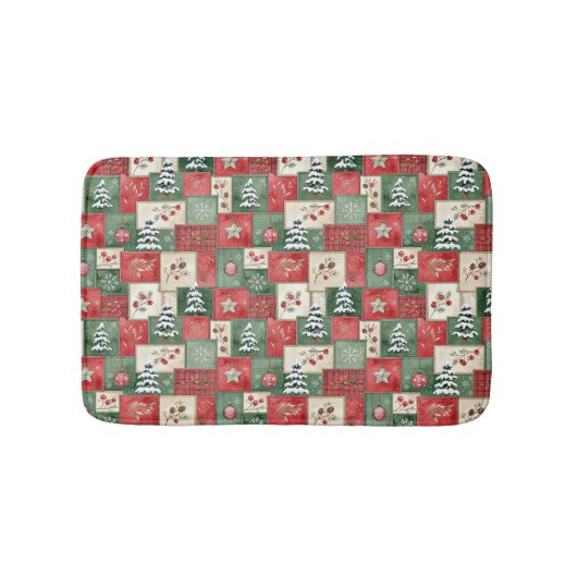Country patchwork christmas pattern badmat (Voorkant)