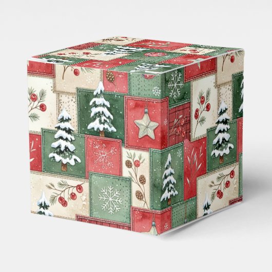Country patchwork christmas pattern bedankdoosjes (Voorkant Zijde)