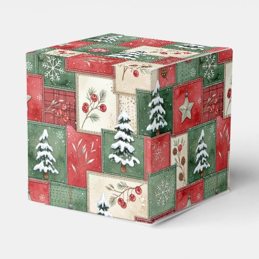 Country patchwork christmas pattern bedankdoosjes (Achterkant)