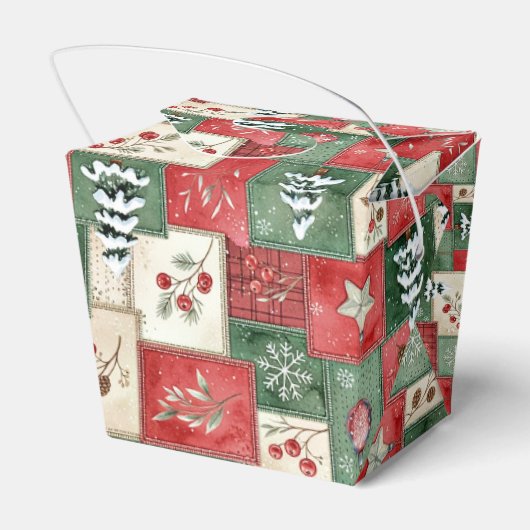 Country patchwork christmas pattern bedankdoosjes (Achterkant)