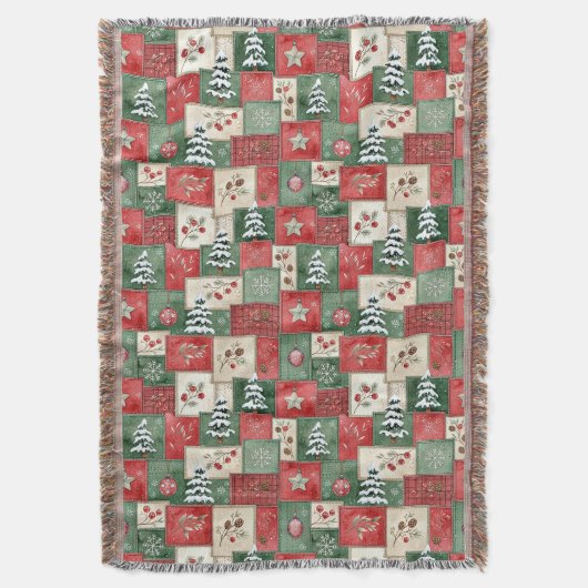 Country patchwork christmas pattern deken (Voorkant Verticaal)