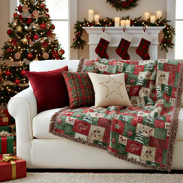 Country patchwork christmas pattern deken