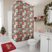 Country patchwork christmas pattern douchegordijn