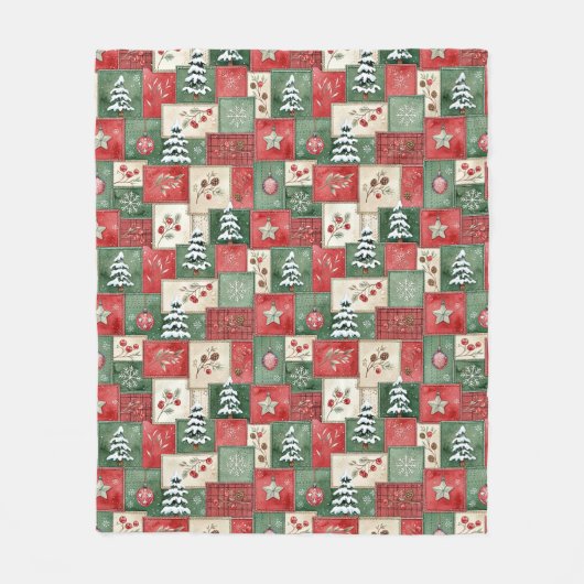 Country patchwork christmas pattern fleece deken (Voorkant)