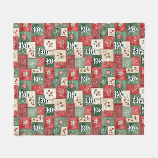 Country patchwork christmas pattern fleece deken (Voorkant (Horizontaal))