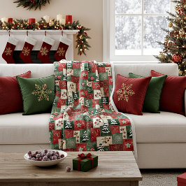 Country patchwork christmas pattern fleece deken