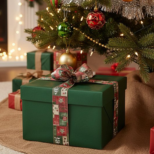 Country patchwork christmas pattern grosgrain lint