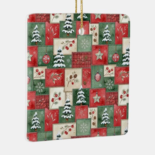 Country patchwork christmas pattern keramisch ornament (Rechts)