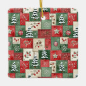 Country patchwork christmas pattern keramisch ornament (Voorkant)