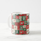 Country patchwork christmas pattern koffiemok (Voorkant links)