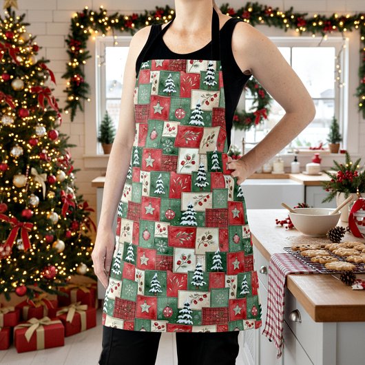 Country patchwork christmas pattern schort