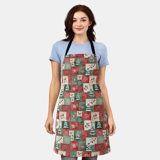 Country patchwork christmas pattern schort (Gedragen)