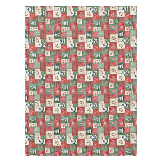 Country patchwork christmas pattern tafelkleed (Voorkant)