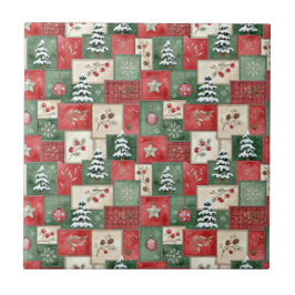 Country patchwork christmas pattern tegeltje
