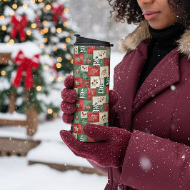 Country patchwork christmas pattern thermosbeker