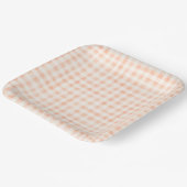 Country Peach gekleurde Gingham Paper Borden Papieren Bordje (Gebogen)