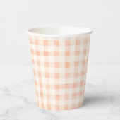 Country Peach Gekleurde Gingham Paper Cups Papieren Bekers (Links)