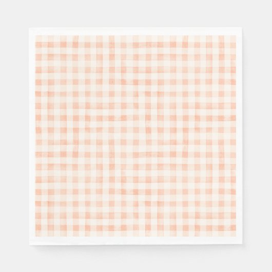 Country Peach Gekleurde Gingham servetten (Voorkant)