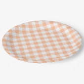 Country Peach Gingham Papieren Bordje (Gekanteld)