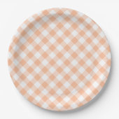 Country Peach Gingham Papieren Bordje (Voorkant)
