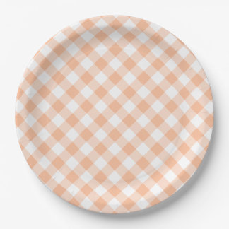 Country Peach Gingham Papieren Bordje