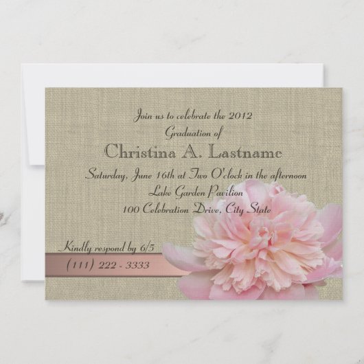 Country Peony Afstuderen Foto Kaart (Achterkant)