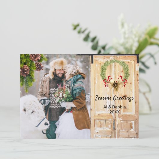 Country Photo Kerstmis Kaart (Staand voorkant)