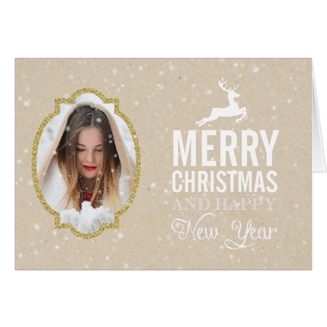 Country Photo Lace Lijst Kerstmis Kaart (Voorkant Horizontaal)