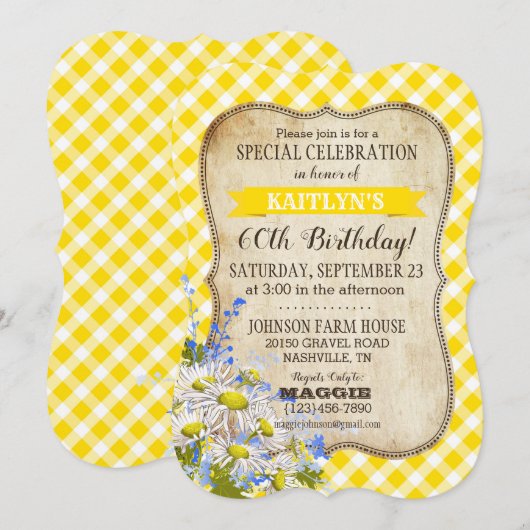 Country picknick met Daisy Bouquet Verjaardag Uitn Kaart (Voorkant / Achterkant)