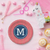 Country Picknick Red Gingham Personaliseer Monogra Papieren Bordje (Feest)