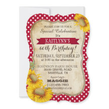 Country Picnic met Zonnebloemen Verjaardag Uitnodi