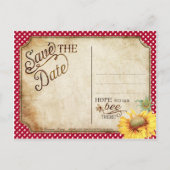 Country Picnic Zonnebloem Gingham Bewaar de datum Aankondigingskaart (Achterkant)