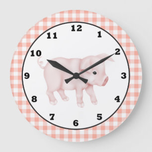 Country Pig Cartoon wall clock Grote Klok