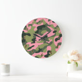 Country Pink Green Army Camo Camouflage Pattern Grote Klok (Huis)