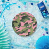 Country Pink Green Army Camo Camouflage Verjaardag Papieren Bordje (Feest)