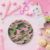 Country Pink Green Army Camo Camouflage Verjaardag Papieren Bordje (Feest)