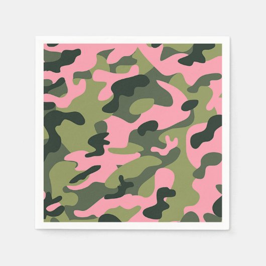 Country Pink Green Army Camo Camouflage Verjaardag Servetten (Voorkant)