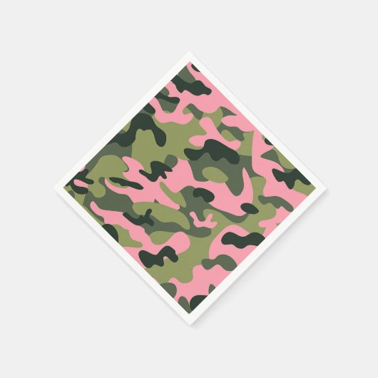 Country Pink Green Army Camo Camouflage Verjaardag Servetten (Hoek)