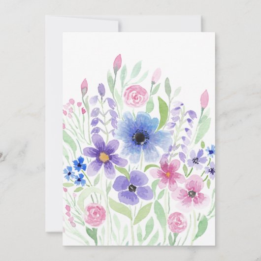 Country Pink Paarse Bloemen Waterverf Quinceañera Kaart (Achterkant)