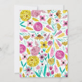 Country Pink Yellow Floral Waterverf Afstuderen Kaart (Achterkant)