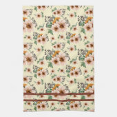 Country Pink, Yellow, Rust Floral Watercolor  Theedoek (Verticaal)